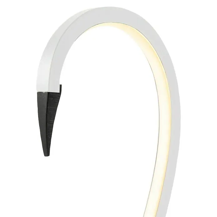 Elstead LED-Tischleuchte Flamingo - 6 W, L x B x H: 15 x 15 x 50 cm, Weiß, Warmweiß - Moderne Bogenleuchte mit LED-Beleuchtung. Das Licht ist warmweiß. Die Leuchte ist weiß mit einem schwarzen Standfuß.