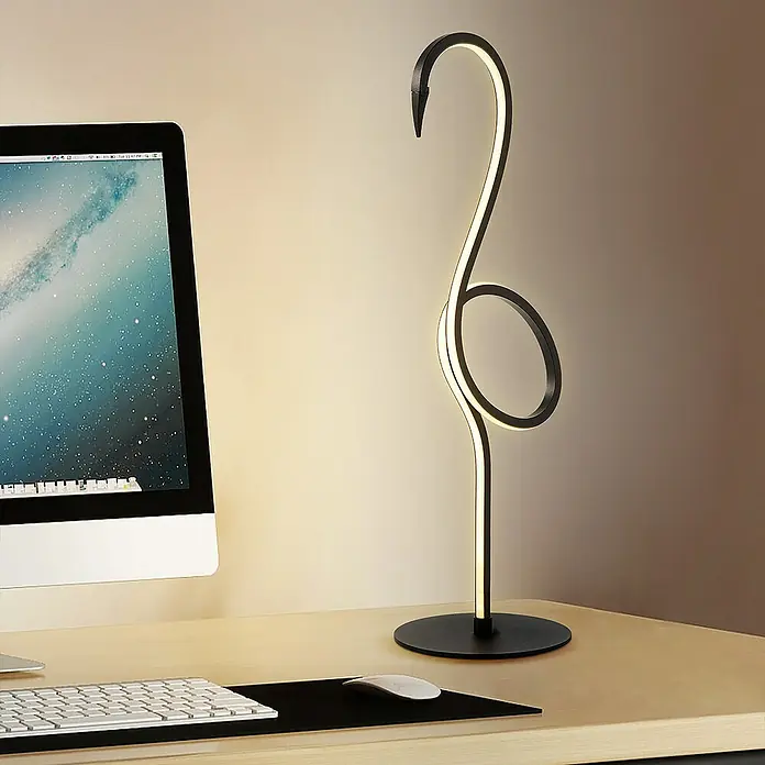 Elstead LED-Tischleuchte Flamingo - 6 W, L x B x H: 15 x 15 x 50 cm, Schwarz, Warmweiß - Elegante Schreibtischlampe in Form eines stilisierten Vogels. Das moderne Design mit LED-Beleuchtung macht sie zum Hingucker auf jedem Schreibtisch.