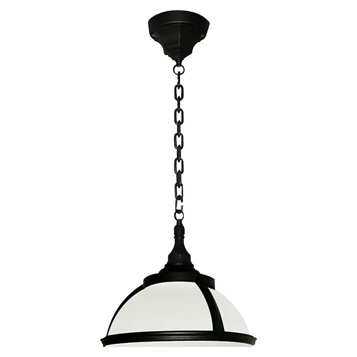 Elstead Pendelleuchte Glenbeigh - 60 W, Farbe Gehäuse: Schwarz, 27 x 27 x 53,5 cm, Ohne Leuchtmittel - Deckenleuchte mit Kettenaufhängung. Schwarzes Metallgestell und Milchglasschirm für eine elegante Beleuchtungslösung.