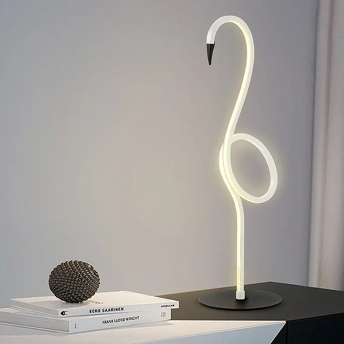 Elstead LED-Tischleuchte Flamingo - 6 W, L x B x H: 15 x 15 x 50 cm, Weiß, Warmweiß - Elegante LED-Tischleuchte im Schwanen-Design. Ein stilvolles und modernes Beleuchtungselement für jeden Raum.\n