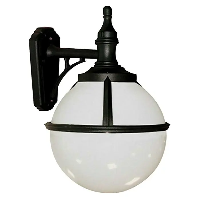 Elstead Außenwandleuchte Glenbeigh - 60 W, 32 x 44 x 44 cm, Schwarz, IP44 - Eine stilvolle schwarze Wandleuchte mit einer kugelförmigen, weißen Glashaube. Ideal für Außenbereiche und dekorative Beleuchtung.