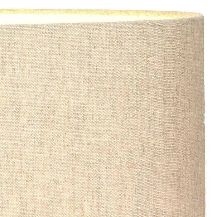 Elstead Tischleuchte Rufus Hund - 40 W, L x B x H: 31 cm x 21 mm x 48 cm, Bronze, Beige, E27 - Detailaufnahme eines Lampenschirms aus beigem Stoff mit feiner Textur, der ein warmes Licht ausstrahlt und eine gemütliche Atmosphäre erzeugt.