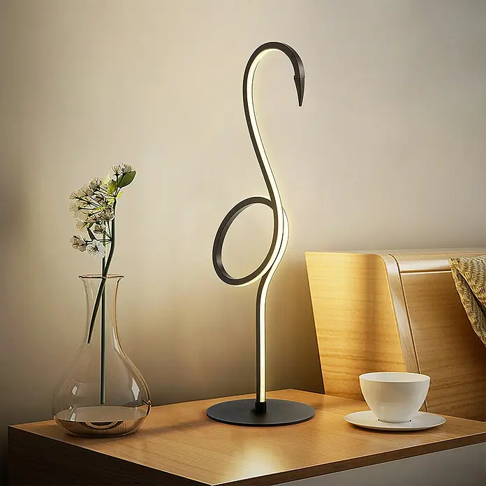 Elstead LED-Tischleuchte Flamingo - 6 W, L x B x H: 15 x 15 x 50 cm, Schwarz, Warmweiß - Elegante LED-Tischleuchte im Schwanendesign. Modernes Design für Nachttisch oder Wohnzimmer.