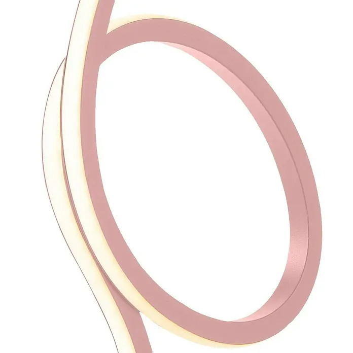 Elstead LED-Tischleuchte Flamingo - 6 W, L x B x H: 15 x 15 x 50 cm, Pink, Warmweiß - Nahaufnahme einer dekorativen, ringförmigen LED-Leuchte in Rosa und Weiß, ideal für modernes Design.