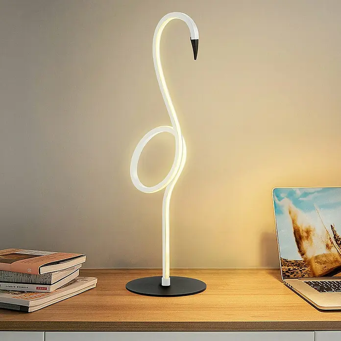 Elstead LED-Tischleuchte Flamingo - 6 W, L x B x H: 15 x 15 x 50 cm, Weiß, Warmweiß - Elegante Schreibtischlampe in Schwanenform. Die Lampe verfügt über ein modernes LED-Design und spendet warmes Licht zum Arbeiten oder Lesen.