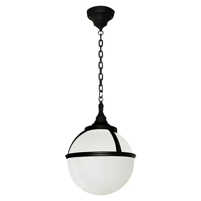 Elstead Pendelleuchte Glenbeigh - 60 W, Farbe Gehäuse: Schwarz, 27 x 27 x 53,5 cm, Ohne Leuchtmittel - Elegante Hängeleuchte mit einer matten, weißen Glaskugel und einem schwarzen Metallrahmen, ideal für stilvolle Beleuchtungslösungen.