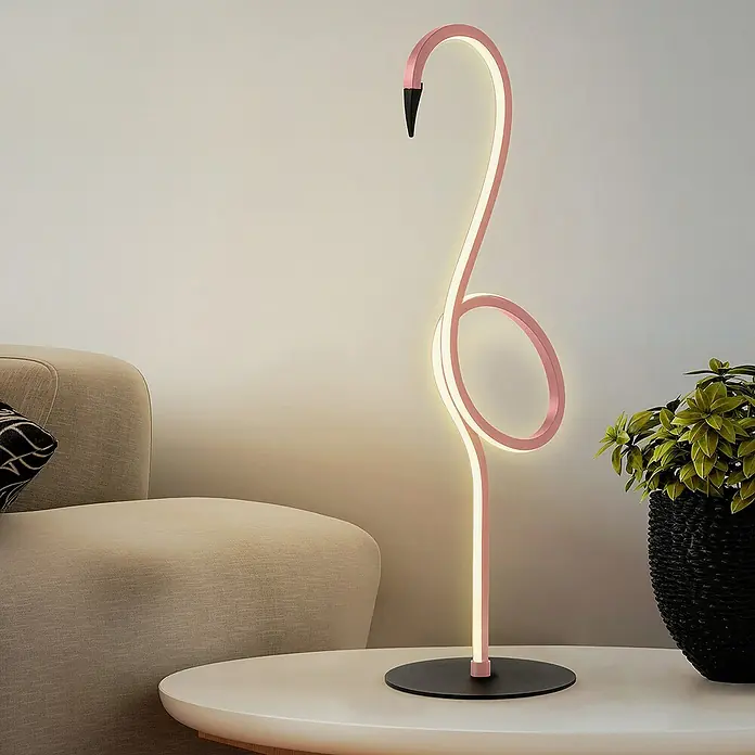 Elstead LED-Tischleuchte Flamingo - 6 W, L x B x H: 15 x 15 x 50 cm, Pink, Warmweiß - Rosa Flamingo-Lampe mit LED-Beleuchtung. Elegantes Design für Wohnzimmer oder Schlafzimmer.