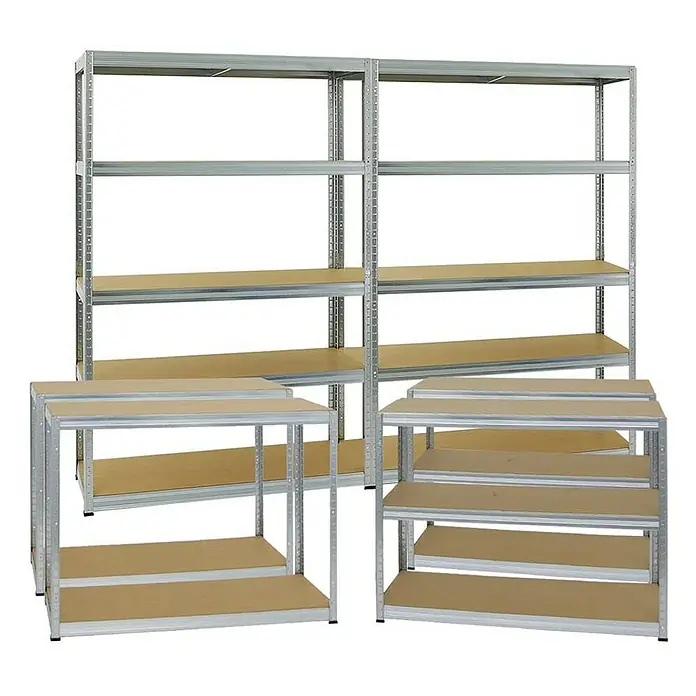 Proregal Schwerlastregal Mega Deal Big Elephant S - Traglast pro Boden: 250 kg, Anzahl Böden: 5 Stk., Stecken, Verzinkt - Metallregale mit Holzregalböden in verschiedenen Größen, ideal für Lagerung und Organisation in Werkstatt oder Keller.