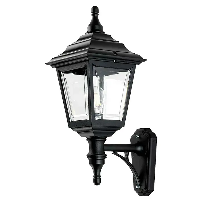 Elstead Außenwandleuchte Kerry - 60 W, 28 x 52 x 52 cm, Schwarz, IP44 - Schwarze Aussenwandleuchte mit klaren Glasscheiben und einer dekorativen Form, ideal für die stilvolle Beleuchtung von Aussenbereichen.