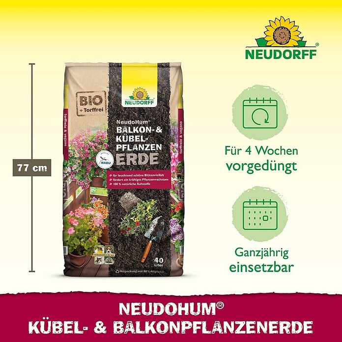 Neudorff NeudoHum Pflanzerde für Balkon- und Kübelpflanzen (40 l, Torffrei) | BAUHAUS