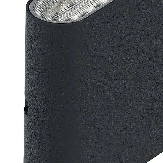 Elstead LED-Außenwandleuchte Jens - 2,4 W, 13,5 x 13,5 x 9 cm, Black, IP65 - Nahaufnahme einer stilvollen, grauen Wandleuchte mit moderner LED-Beleuchtung, die ein elegantes und zeitgemäßes Ambiente schafft.