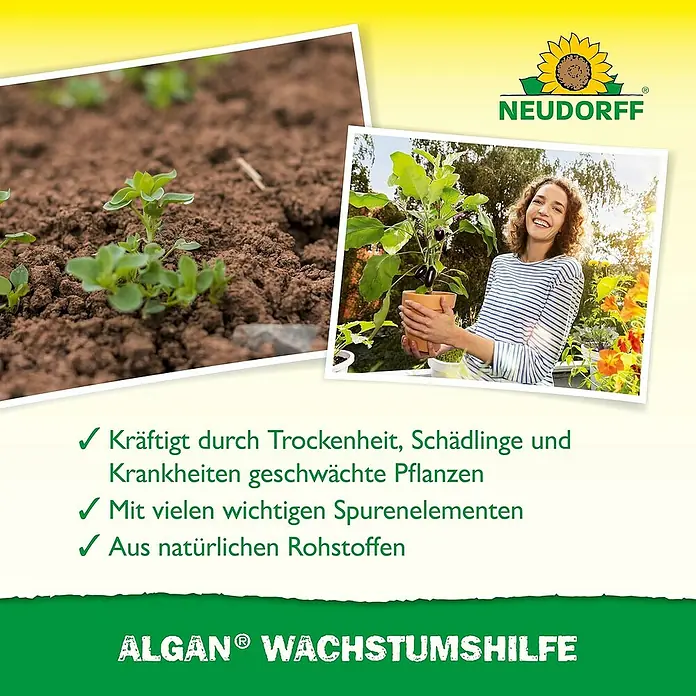Neudorff Pflanzenstärkungsmittel Algan Wachstumshilfe - 250 ml - Produktbild von Algan Wachstumshilfe, einem Hilfsmittel für Pflanzenwachstum mit natürlichen Rohstoffen und Spurenelementen.