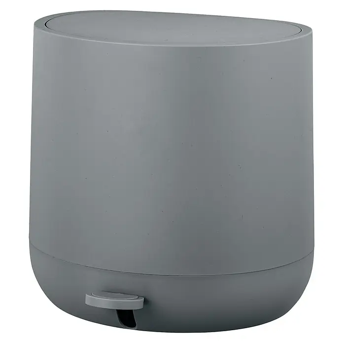 Wenko Treteimer Pomino - 4,5 l, B x H: 26 x 26 cm, Kunststoff, Grau - Ein grauer, runder Treteimer. Der Deckel ist bündig mit dem Korpus. Der Eimer hat einen Pedalmechanismus für eine hygienische Nutzung.