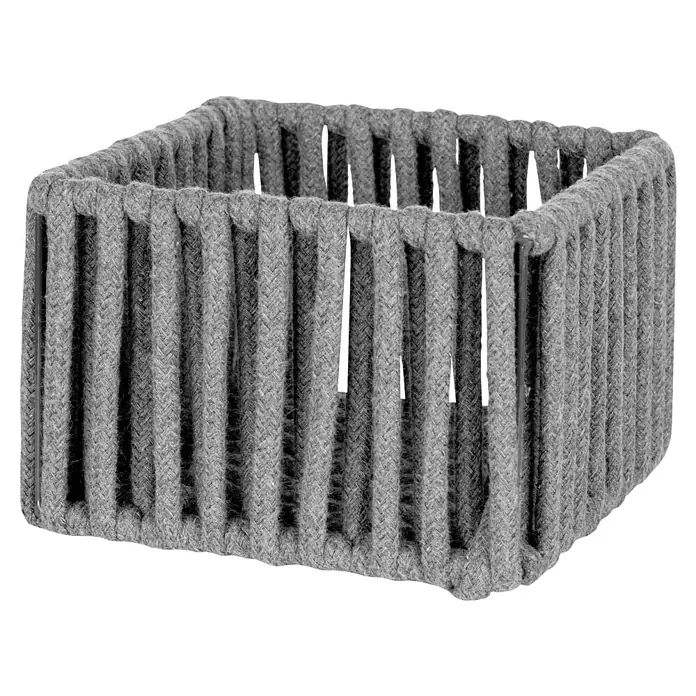 Wenko Bad-Aufbewahrungskorb Zovo - 15 x 15 x 10 cm, Baumwolle, Grau - Quadratischer Korb aus grauem Seil. Ideal für die Aufbewahrung von Kleinigkeiten oder als dekoratives Element im Wohnbereich.