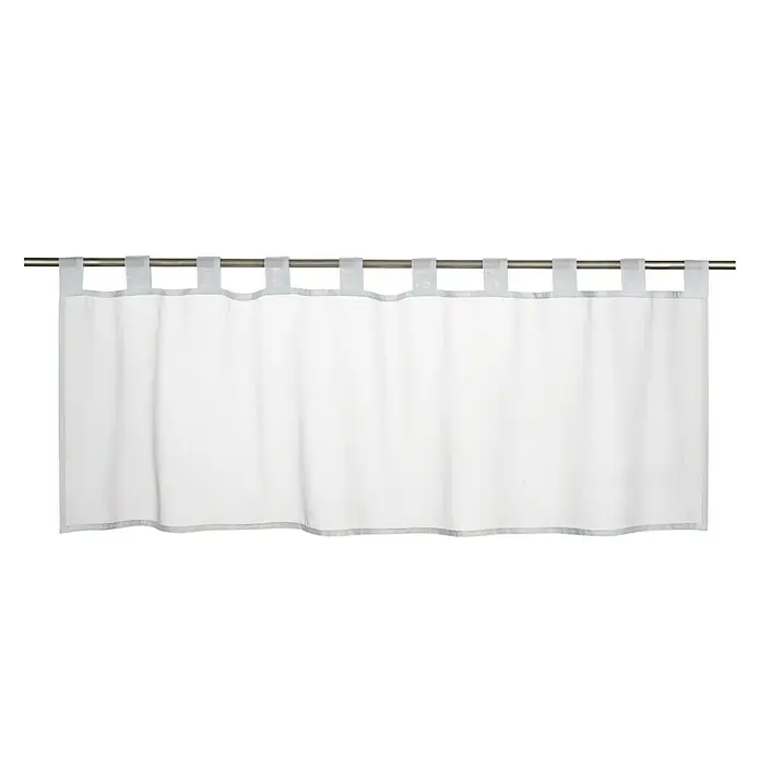 Elbersdrucke Bistrogardine Basic - 140 x 48 cm, 100 % Polyester, Uni, Weiß - Eine elegante, weiße Gardinenstange mit Schlaufenaufhängung, perfekt für eine stilvolle Fensterdekoration im modernen Wohnbereich.
