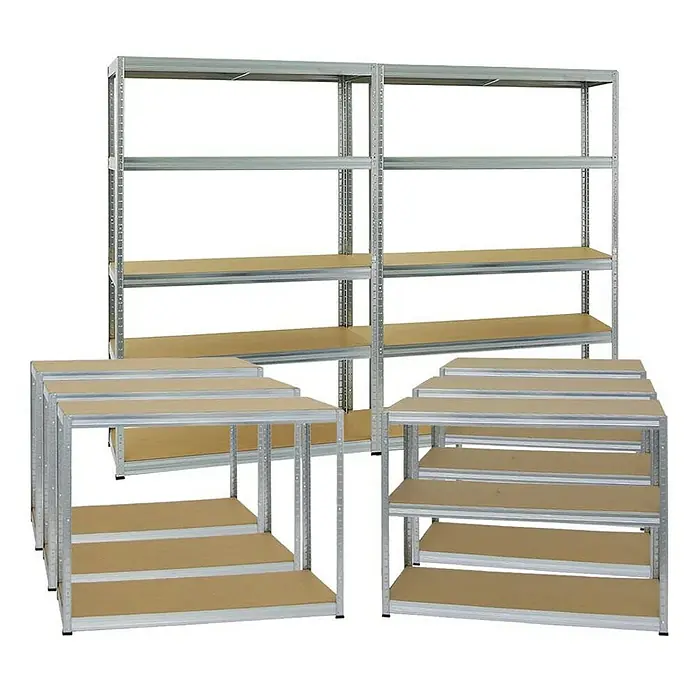 Proregal Schwerlastregal Mega Deal Big Elephant S - H x B x T: 180 x 120 x 45 cm, Traglast pro Boden: 250 kg, Anzahl Böden: 5 Stk., Stecken, Verzinkt - Ein Set von verzinkten Lagerregalen mit robusten Holzregalböden, ideal für die Organisation von Lager, Werkstatt oder Keller.