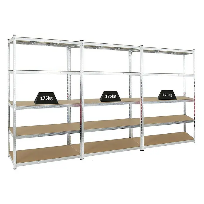 Proregal Schwerlastregal Mega Deal Giant Ragnar - Traglast pro Boden: 175 kg, Anzahl Böden: 5 Stk., Stecken, Verzinkt - Regale aus Metall mit mehreren Ebenen und Gewichten auf einer Ebene. Geeignet für Lagerung und Organisation.