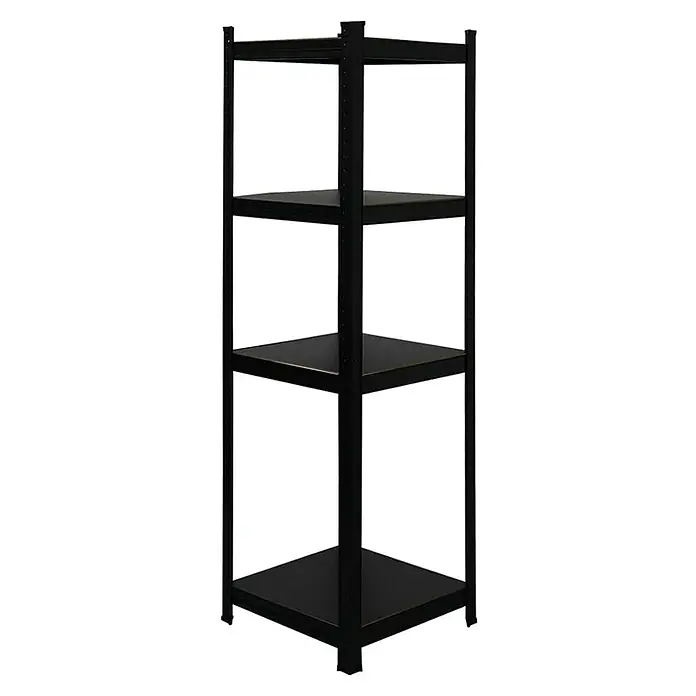 Proregal Metallregal Mega Deal All Black Series Ragnar - Traglast pro Boden: 100 kg, Anzahl Böden: 5 Stk., Stecken, Schwarz - Schwarzes Regal mit vier Ebenen für Lagerung und Organisation, robust und stabil. Ideal für Keller, Garage oder Abstellraum.