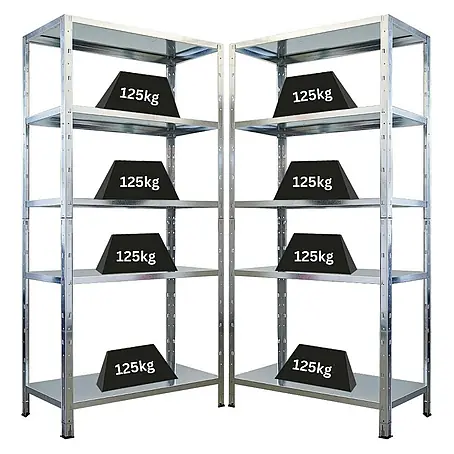 Mega Deal | 2x Schwerlastregal Ares | HxBxT 180x90x40cm | Fachlast 125 kg | Verzinkt