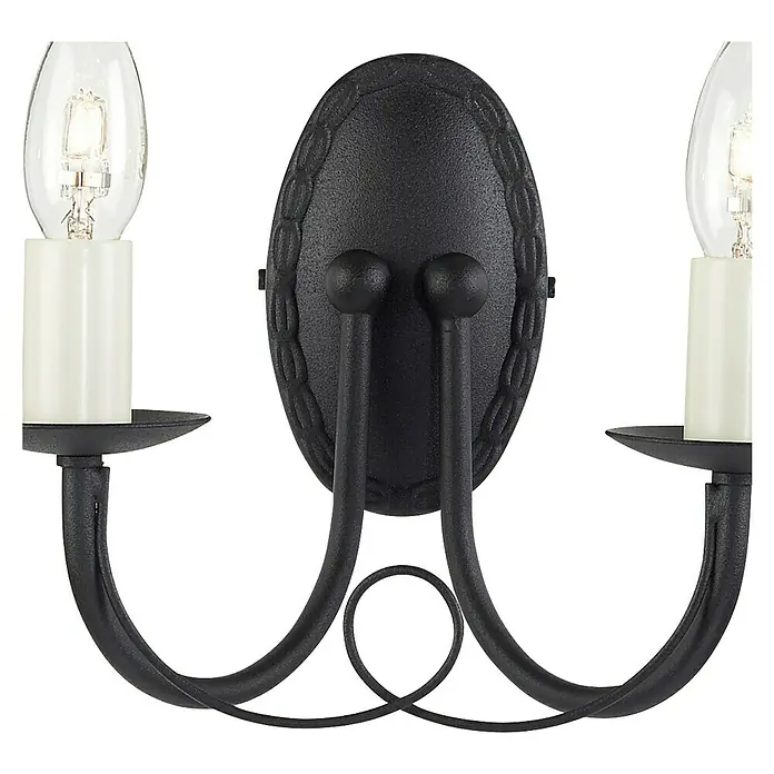 Elstead Wandleuchte Minster - 60 W, L x B x H: 14,5 x 26 x 19 cm, Schwarz, E14, Anzahl Leuchtmittel: 2 Stk. - Elegante schwarze Wandleuchte mit zwei Lampen für stimmungsvolle Beleuchtung in jedem Raum. Stilvolles Design und hochwertige Verarbeitung.