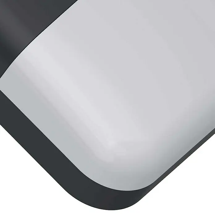 Elstead LED-Außenwandleuchte Lars - 5,4 W, 5 x 24 x 24 cm, Black, IP65 - Nahaufnahme eines glänzenden, abgerundeten Objekts mit weißen und grauen Oberflächen, das ein modernes und stilvolles Design zeigt.