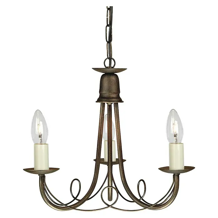 Elstead Pendelleuchte Minster - 60 W, L x B x H: 37 x 37 x 34,5 cm, Schwarz/ Gold, E14 - Elegante Pendelleuchte im Vintage-Stil. Die Lampe besticht durch ihr antikes Finish und die klassische Form mit drei Leuchtenarmen.