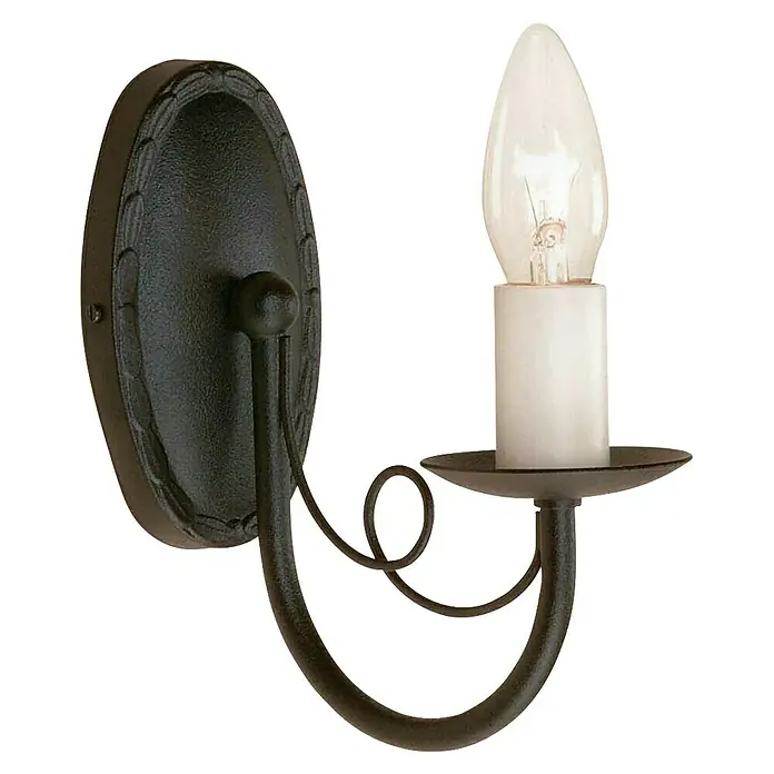 Elstead Wandleuchte Minster - 60 W, L x B x H: 17,5 x 8,5 x 19 cm, Schwarz, E14, Anzahl Leuchtmittel: 1 Stk. - Wandleuchte im antiken Stil mit geschwungenem Arm und einer Kerzenbirne. Perfekt für stimmungsvolle Beleuchtung.