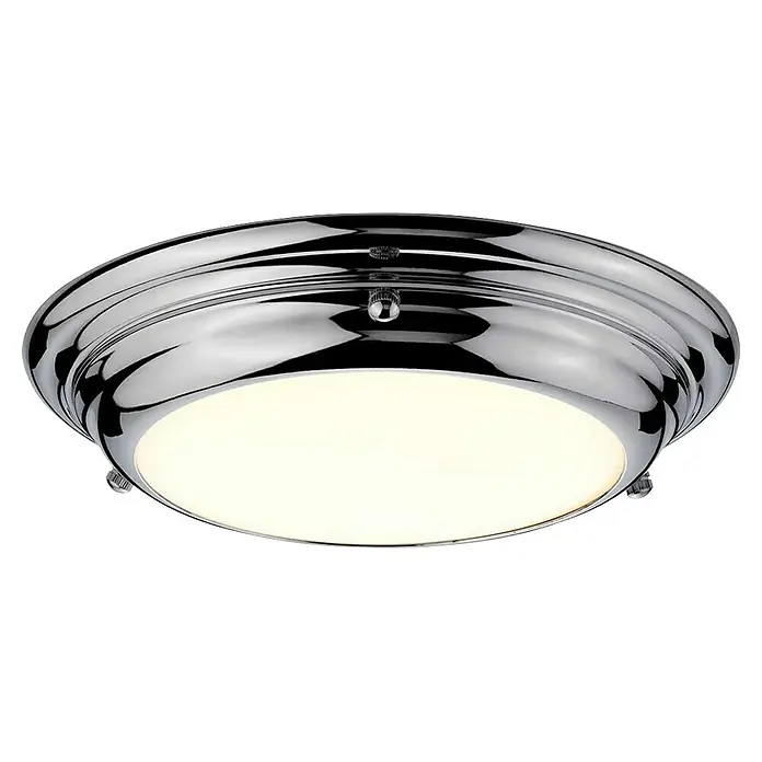 Elstead LED-Deckenleuchte Welland - 12 W, L x B x H: 24,5 x 24,5 x 4,8 cm, Chrom, Warmweiß - Eine runde, verchromte Deckenleuchte mit einem hellen, diffusen Licht, ideal für Flure oder Badezimmer. Die Lampe hat ein elegantes, zeitloses Design.
