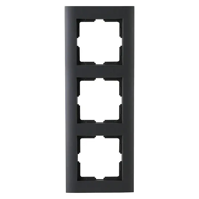 Abdeckrahmen - Anthrazit, 3-fach, Kunststoff - Schwarzer 3-fach Schalterrahmen für stilvolle Installationen. Ideal für moderne Wohnräume und Büros, die Wert auf Design legen.