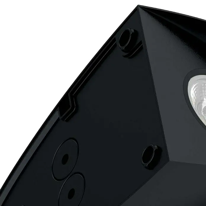 Elstead LED-Außenwandleuchte Vendela - 7 W, 9,5 x 20,2 x 20,2 cm, Black, IP65 - Detailaufnahme einer schwarzen Leuchte mit Fokus auf Design und Materialbeschaffenheit.