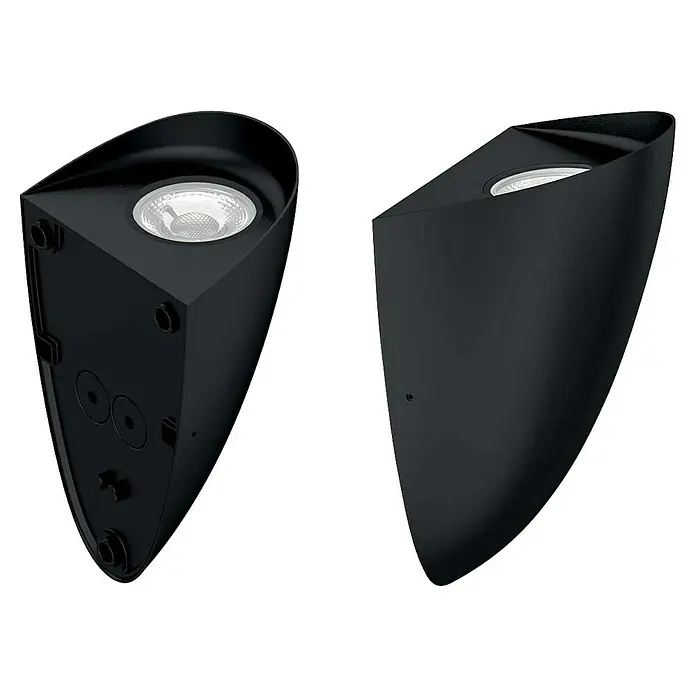 Elstead LED-Außenwandleuchte Vendela - 7 W, 9,5 x 20,2 x 20,2 cm, Black, IP65 - Zwei schwarze Wandleuchten mit eingebauten LED-Leuchten, die ein modernes und minimalistisches Design aufweisen.