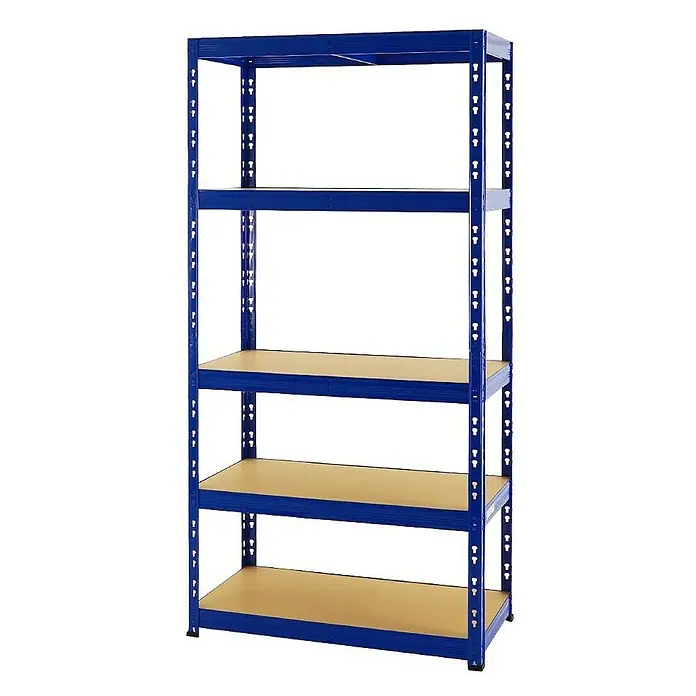 Proregal Eckregal Mega Deal + 2x Schwerlastregal Tiger - Traglast pro Boden: 175 kg, Anzahl Böden: 5 Stk., Stecken, Blau - Blaues Regal mit fünf Regalböden, ideal für die Aufbewahrung von Gegenständen im Lager oder in der Werkstatt. Robuste Konstruktion.