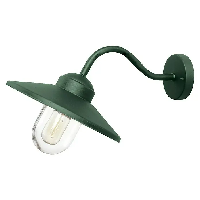 Elstead Außenwandleuchte Klampenborg - 60 W, 31,8 x 31,8 x 31,8 cm, Fir Green, IP44 - Moderne grüne Außenwandleuchte mit klarem Glaskolben und industriellem Design für eine stimmungsvolle Beleuchtung im Außenbereich.