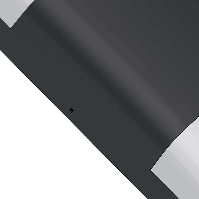 Elstead LED-Außenwandleuchte Lars - 5,4 W, 5 x 24 x 24 cm, Black, IP65 - Nahaufnahme einer eleganten, modernen Dunstabzugshaube in dunklem Anthrazit mit minimalistischem Design und integrierter Beleuchtung für die Küche.