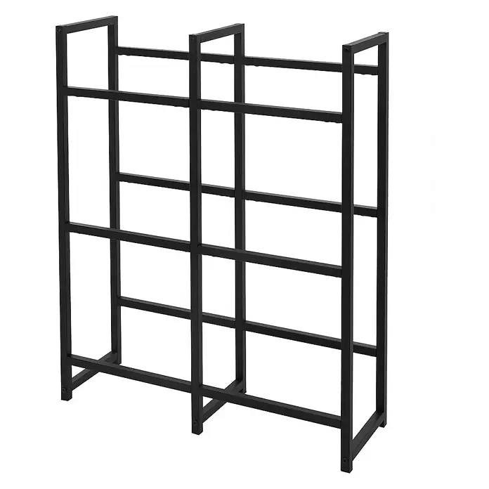 ML-Design Getränkekistenregal Kastenständer für 6 Kisten stabiles Standregal freistehend Stahl - H x B x T: 116,5 x 31 x 31 cm, Traglast pro Boden: 150 kg, Anzahl Böden: 6 Stk., Stecken, Anthrazit - Produktansicht eines schwarzen, modularen Metall-Weinregals mit quadratischen Fächern, ideal zur Aufbewahrung und Präsentation von Weinflaschen.