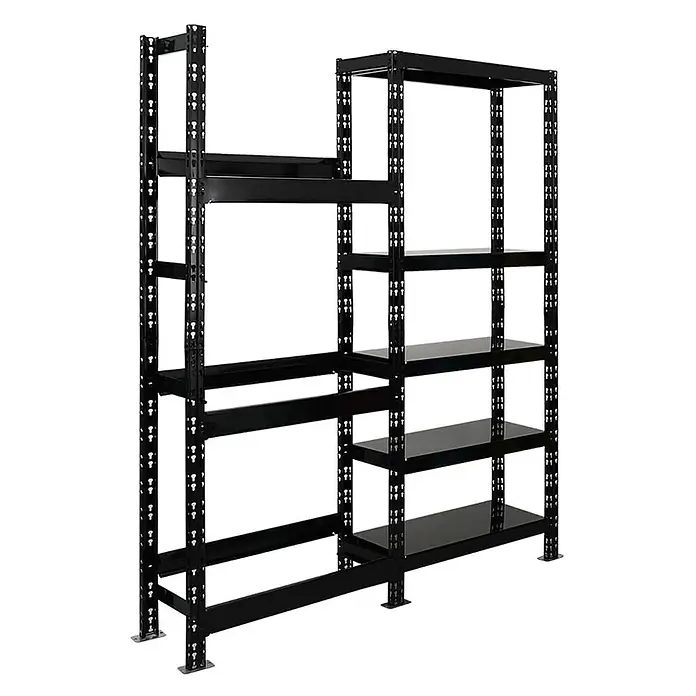 Proregal Getränkekistenregal GARDASEE - Traglast pro Boden: 150 kg, Anzahl Böden: 8 Stk., Stecken, Schwarz - Schwarzes Metallregal mit mehreren Ebenen, ideal für Lagerung und Organisation. Robustes Design für den vielseitigen Einsatz.