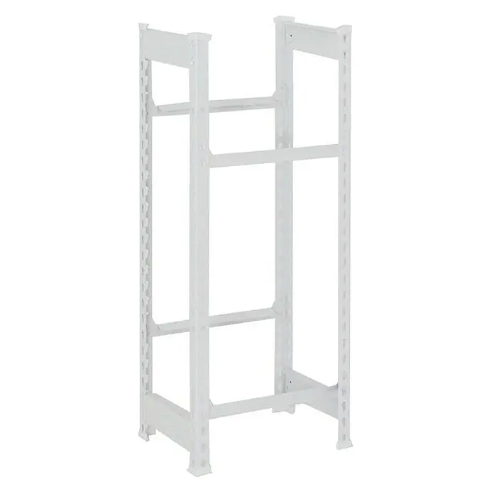 Proregal Getränkekistenregal CAMEL - H x B x T: 100 x 40 x 30 cm, Traglast pro Boden: 100 kg, Anzahl Böden: 2 Stk., Stecken, Weiß - Produktabbildung eines weißen Schwerlastregals mit mehreren Regalebenen, ideal für Lagerung und Organisation.