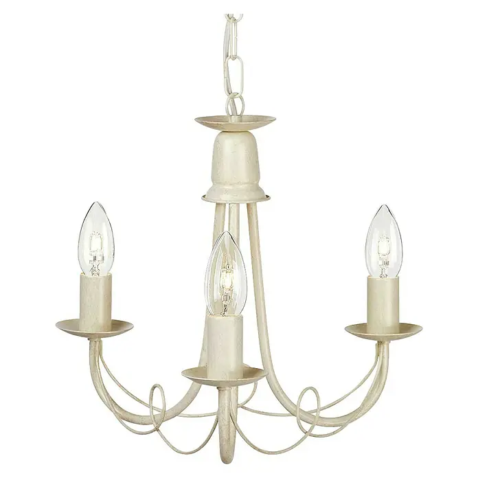 Elstead Pendelleuchte Minster - 60 W, L x B x H: 37 x 37 x 34,5 cm, Elfenbein/ Gold, E14 - Hängeleuchte mit drei Armen und dekorativen Lampen, ideal für Wohnzimmer und Esszimmer.