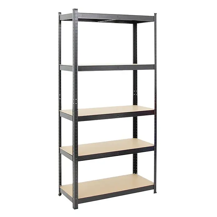 Proregal Eckregal Mega Deal Ragnar - H x B x T: 180 x 70 x 160 cm, Traglast pro Boden: 175 kg, Anzahl Böden: 5 Stk., Stecken, Schwarz - Ein stabiles Metallregal mit fünf Regalböden bietet viel Stauraum für Lager, Keller oder Garage. Die Konstruktion ist robust und langlebig.