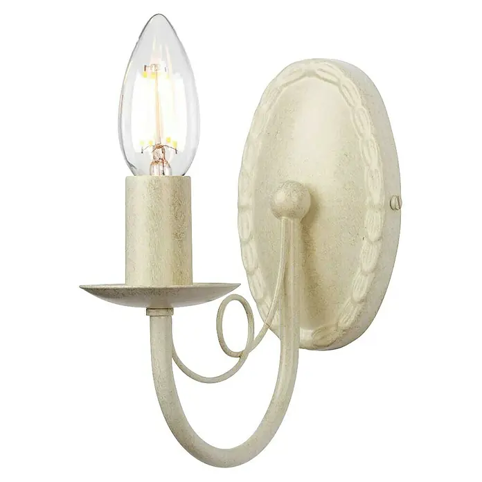 Elstead Wandleuchte Minster - 60 W, L x B x H: 17,5 x 8,5 x 19 cm, Elfenbein/ Gold, E14, Anzahl Leuchtmittel: 1 Stk. - Elegante Wandleuchte mit cremefarbener Oberfläche und dekorativem Design. Das warmweiße Licht sorgt für eine gemütliche Atmosphäre.