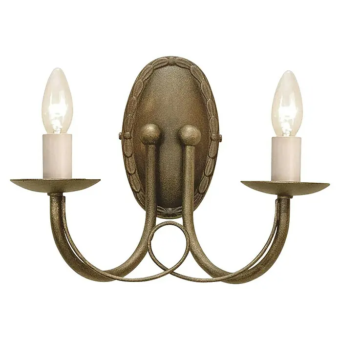 Elstead Wandleuchte Minster - 60 W, L x B x H: 14,5 x 26 x 19 cm, Schwarz/ Gold, E14, Anzahl Leuchtmittel: 2 Stk. - Elegante Wandleuchte mit zwei Lampen und antikem Finish. Ideal für stimmungsvolle Beleuchtung in jedem Raum.