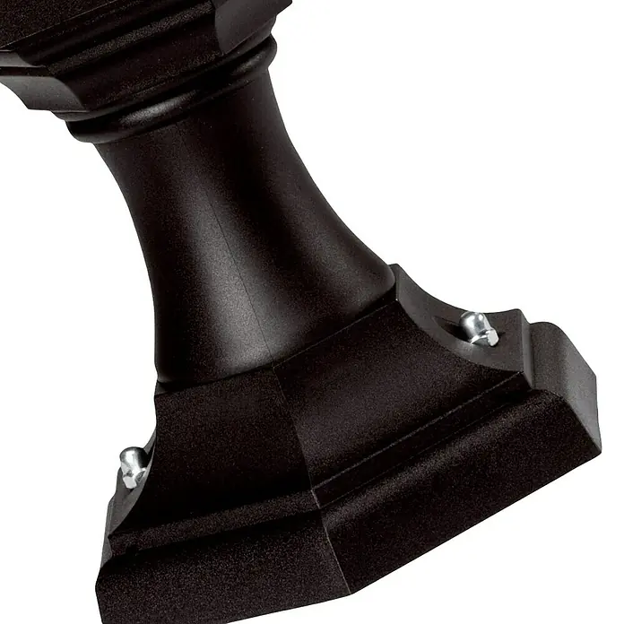 Elstead Außensockelleuchte Kinsale - 50 W, Farbe Gehäuse: Schwarz, 23 x 23 x 51 cm, Ohne Leuchtmittel - Nahaufnahme einer eleganten, dunklen Lampenfußbasis mit dekorativen Details und einer glatten Oberfläche. Ideal für stilvolle Innenräume.