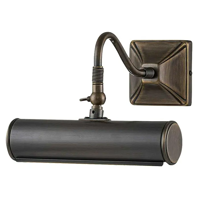 Elstead LED-Bilderleuchte - 40 W, L x B x H: 20 x 19 x 13,5 cm, Dark Bronze - Nahaufnahme einer Wandleuchte in Bronze. Elegantes Design für stilvolle Beleuchtung und Akzente im Raum.