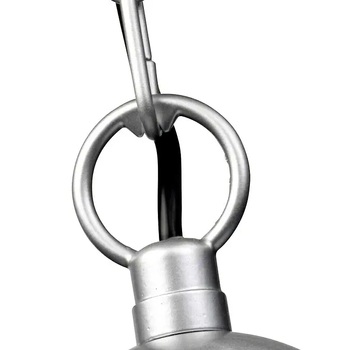Elstead Pendelleuchte Klampenborg - 60 W, L x B x H: 27,5 x 27,5 x 36 cm, Silber, E27 - Nahaufnahme einer eleganten, silberfarbenen Hängeleuchte mit filigranen Kettendetails, die ein stilvolles Ambiente verspricht.