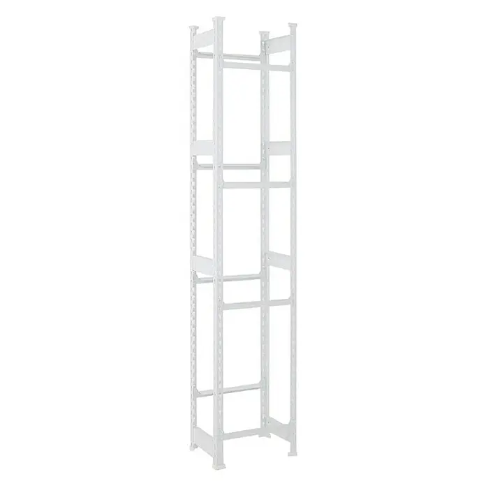 Proregal Getränkekistenregal HIGH BIG CAMEL - Traglast pro Boden: 100 kg, Anzahl Böden: 4 Stk., Stecken, Weiß - Ein weißes, modulares Regalsystem mit mehreren Ebenen zur flexiblen Lagerung von Gegenständen.