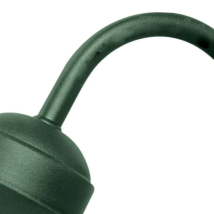 Elstead Außenwandleuchte Klampenborg - 60 W, 31,8 x 31,8 x 31,8 cm, Fir Green, IP44 - Nahaufnahme einer grünen Gießkanne mit gebogenem Auslauf, ideal für die Gartenarbeit und die Bewässerung von Pflanzen.