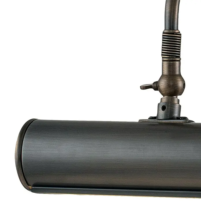 Elstead LED-Bilderleuchte - 40 W, L x B x H: 20 x 19 x 13,5 cm, Dark Bronze - Nahaufnahme einer stilvollen, bronzefarbenen Bilderleuchte, die Kunstwerke perfekt in Szene setzt.