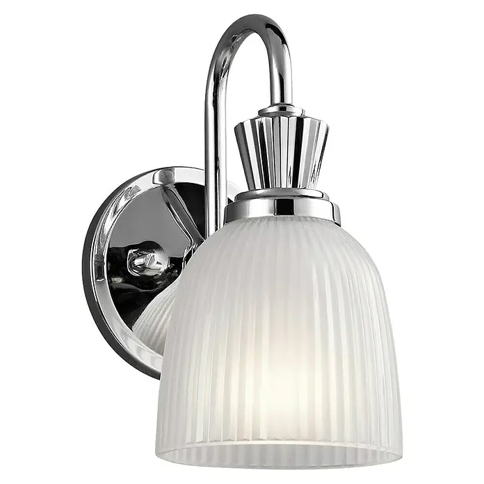Elstead LED-Wandleuchte Cora - 3 W, L x B x H: 17,2 x 12,7 x 24,1 cm, Chrom, Warmweiß - Elegante Wandleuchte mit geriffelter Glasabdeckung und glänzender Chromhalterung. Das perfekte Accessoire für stilvolle Badezimmer.