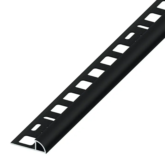 Viertelkreis-Profil - Aluminium, Schwarz, 1 m x 10 mm, Gebürstet - Schwarzes Fliesenprofil aus Aluminium, ideal für saubere Abschlüsse und zum Schutz vor Beschädigungen. Perfekt für jeden Raum.
