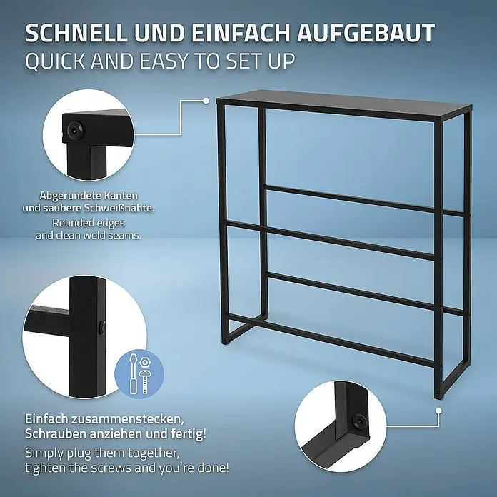 ML-Design Getränkekistenregal Kastenständer für 6 Kisten stabiles Standregal freistehend Stahl - H x B x T: 108,5 x 32 x 32 cm, Traglast pro Boden: 150 kg, Anzahl Böden: 8 Stk., Stecken, Anthrazit - Elegantes, schnell und einfach aufzubauendes, schwarzes Regal.